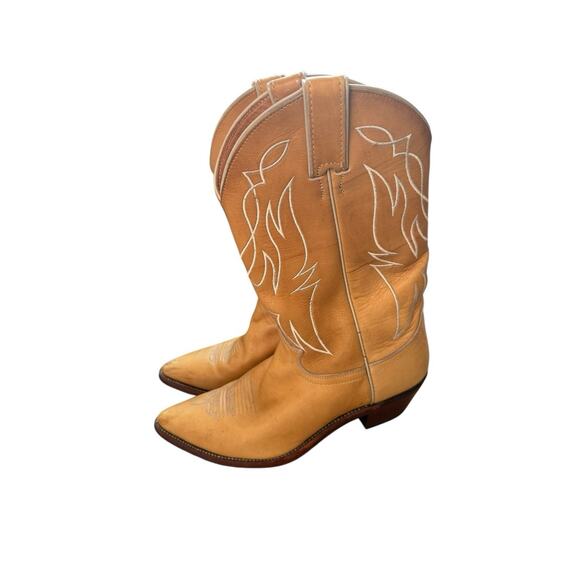Vintage Justin Classic Cowboy Boots – Tan Leather Embroidered – Women’s 9.5B - Picture 8 of 8